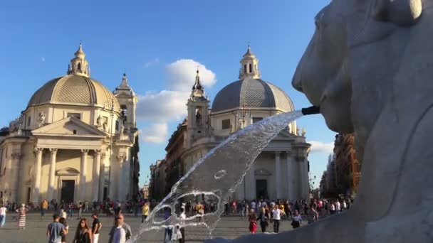 Rome September 2019 Symmetrische Kerken Piazza Del Popolo Rome Gezien — Stockvideo