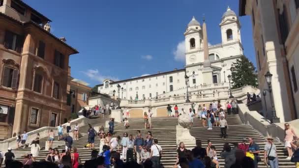 Roma Settembre 2019 Piazza Spagna Circondata Palazzi Nobiliari Piena Turisti — Video Stock