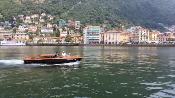 Como Luglio 2019 Motoscafo Moderno Lussuoso Naviga Sul Lago Como — Video Stock