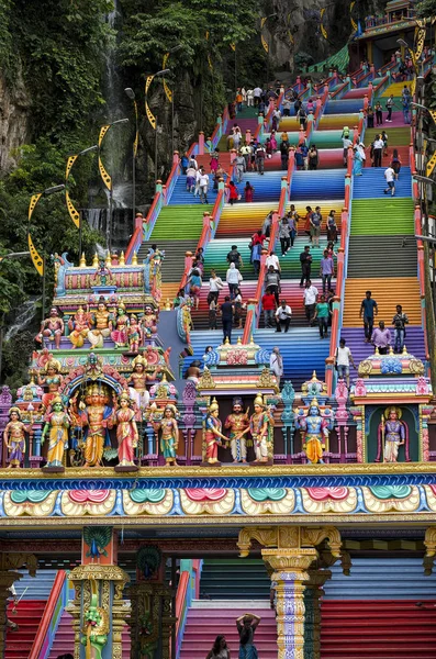 Nový Ikonický Vzhled Barevným Schodištěm Chrámu Murugan Temple Batu Stal — Stock fotografie