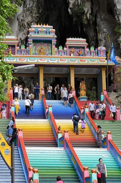 Nowy Kultowy Wygląd Kolorowymi Schodami Murugan Temple Batu Jaskinie Stają — Zdjęcie stockowe