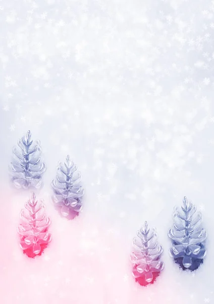 Χειμερινή Εορταστική Χριστούγεννα Φόντο Δέντρο Στο Χιόνι — Φωτογραφία Αρχείου