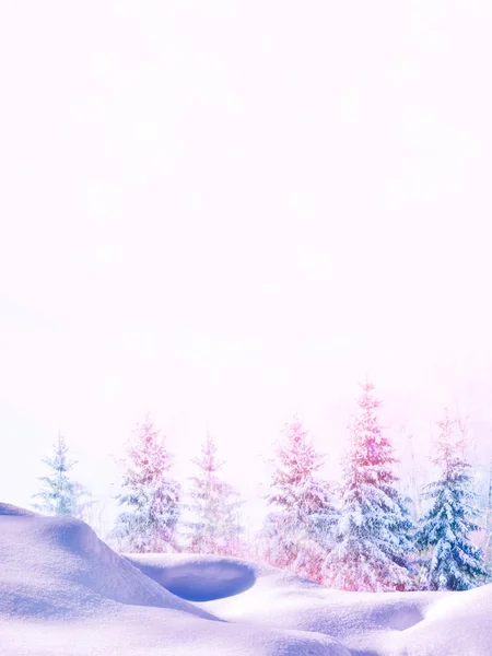 Blur Frozen Vintern Skog Med Snö Täckt Träd — Stockfoto