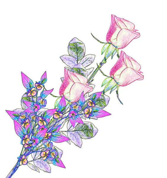 Botões Flores Rosas Cartão Férias — Fotografia de Stock
