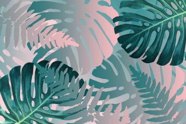 Tropikal egzotik canavar bırakır. Doğal çiçek arka plan.