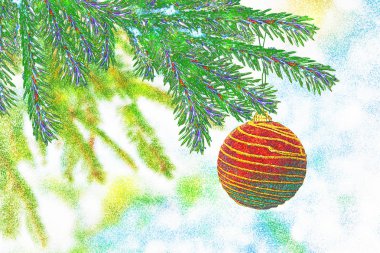 Renkli güzel oyuncaklar ile süslenen Noel ağacı