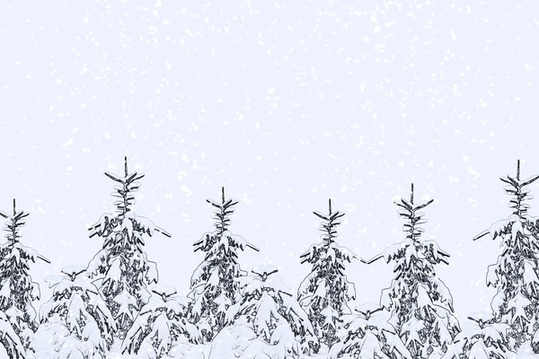 Frozen Winter Forest Snow Covered Trees Illustration — Stock Photo, Image