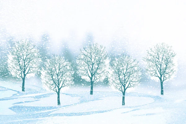 Покриті Blur Frozen Зимовий Ліс Снігом Дерева — стокове фото