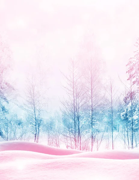 Frozen winter forest with snow covered trees. — Stock Photo, Image