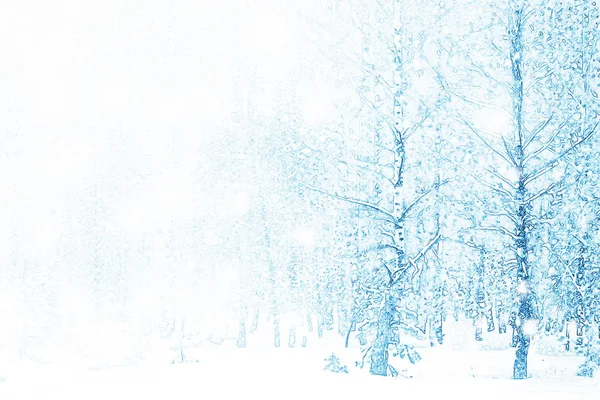 Forêt d'hiver gelée avec arbres enneigés. — Photo