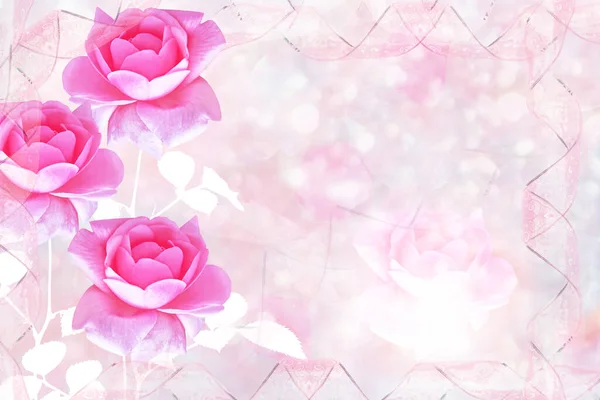 Λουλουδάτο Φόντο Λεπτά Τριαντάφυλλα Παστέλ Χρώματα — Φωτογραφία Αρχείου