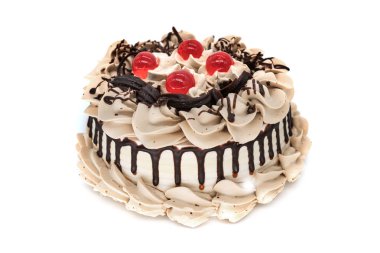 Torte izole, beyaz zemin üzerine tatlı yiyecek yakın