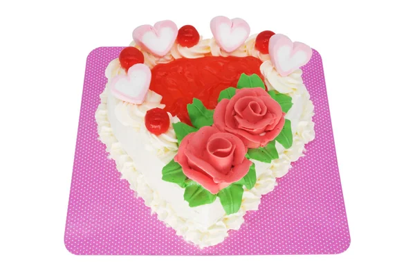 Torte Heart Shape Close Comida Doce Com Caminho Recorte Fundo — Fotografia de Stock