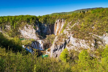 Plitvice Gölleri Milli Parkı, panoramik şelaleler ile Kanyon