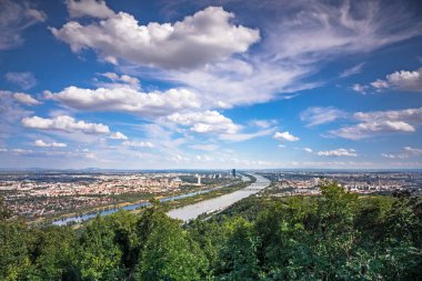 Viyana Cityscape, Tuna Nehri ile şehrin yüksek açılı görünüş
