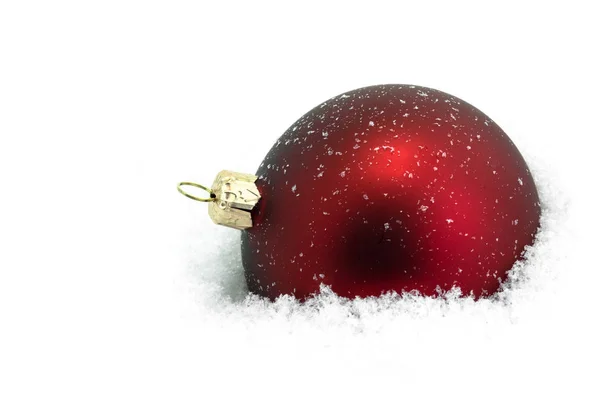 Adorno Rojo Navidad Nieve Decoración Navidad Invierno —  Fotos de Stock
