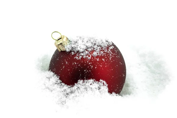 Red Christmas Ornament Sneeuw Xmas Decoratie Winter — Stockfoto