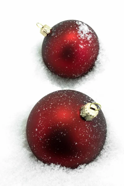 Red Christmas Ornament Sneeuw Xmas Decoratie Winter — Stockfoto