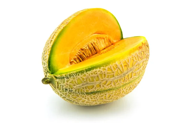 Muskmelon Close Sweet Melon White Background — Stock Photo, Image