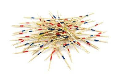 Mikado, yakın çekim beyaz arka plan üzerinde boş zaman oyunun