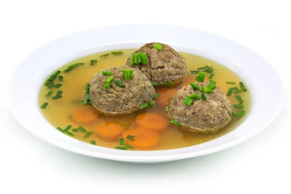 Karaciğer Dumpling çorbası, Avusturya geleneksel çorba havuç ve bıçak ile