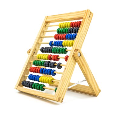 Matematik, beyaz arka plan ile hesaplamak için ahşap abacus