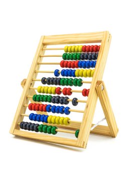 Matematik, beyaz arka plan ile hesaplamak için ahşap abacus