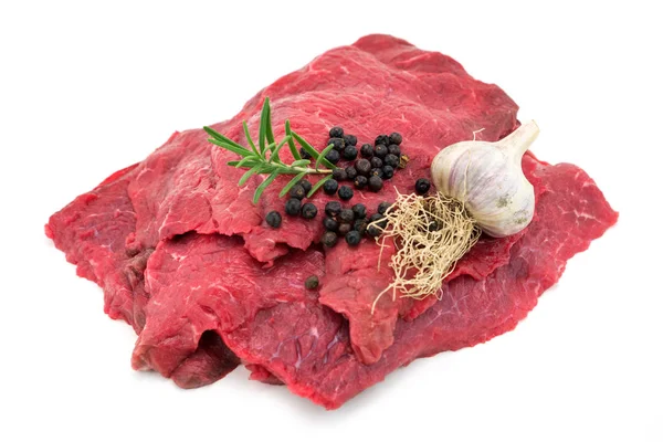 Carne Cruda Sfondo Bianco Carne Fresca Sfondo Bianco — Foto Stock