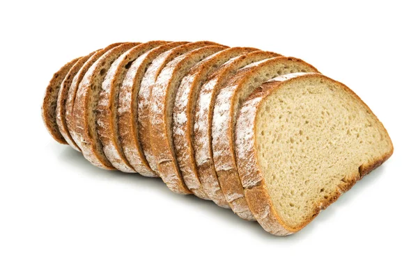 Chléb, plátky izolované — Stock fotografie