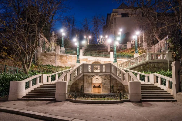 Strudlhofstiege Vienna At Night, architecture of historical outdoor staircase