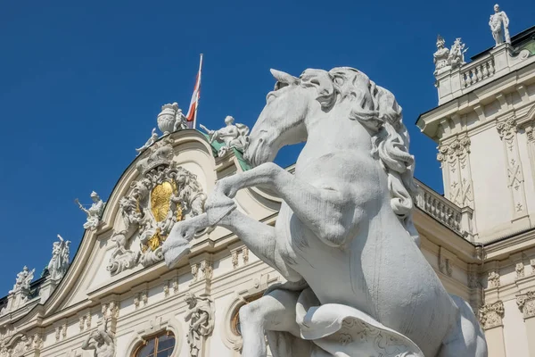 Βιέννη Ιστορική Αρχιτεκτονική Άγαλμα Αλόγου Μπροστά Belvedere — Φωτογραφία Αρχείου