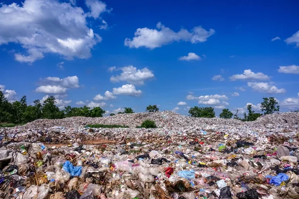 Soptippen Landskap Med Papperskorgen Och Blå Himmel — Stockfoto