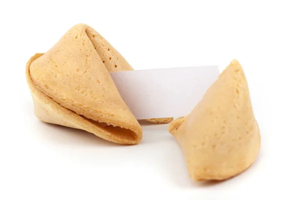 Chinese Fortune Cookie Pustej Strony Białym Tle — Zdjęcie stockowe