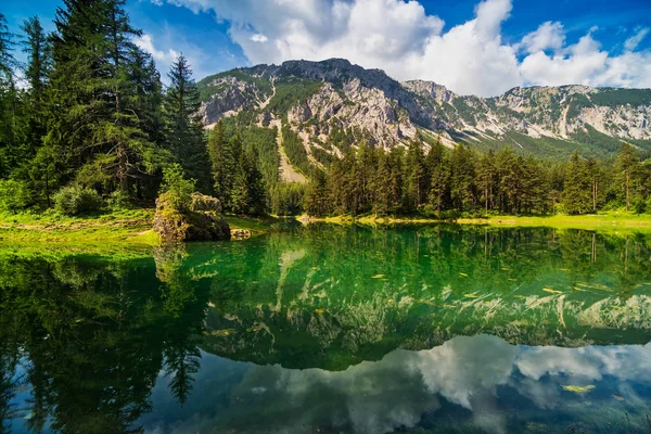 Gruener See Austria Piękne Jezioro Topnienia Wody Góry — Zdjęcie stockowe