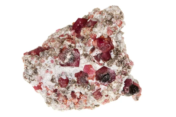 Granate Rojo Mineral Bruto Para Elaboración Joyas Sobre Fondo Blanco —  Fotos de Stock
