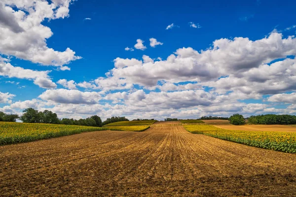 Agrarlandschaft Mit Dramatischem Himmel Feld Mit Himmel Und Wolken — Stockfoto