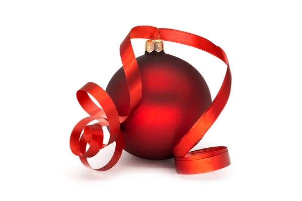 Red Christmas Bal Wit Decoratie Voor Kersttijd — Stockfoto