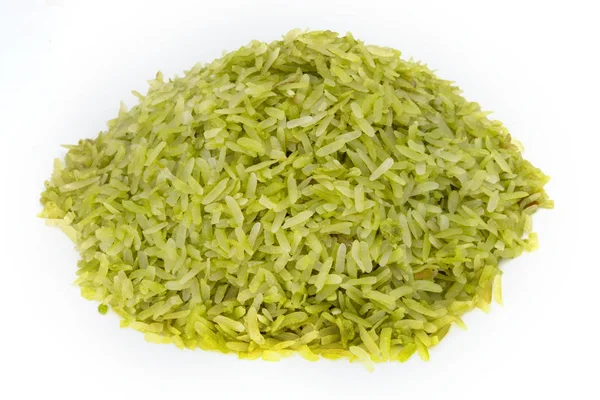 Häufen Grünen Reis Auf Weißem Speziellen Asiatischen Reis Auf Weißem — Stockfoto
