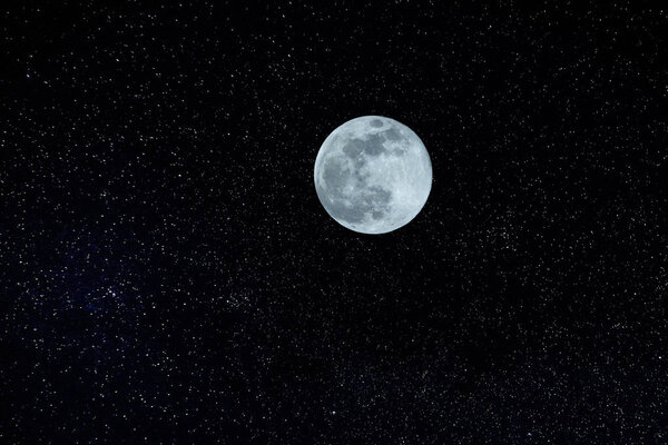 Full Moon With Star Field, space at clear night