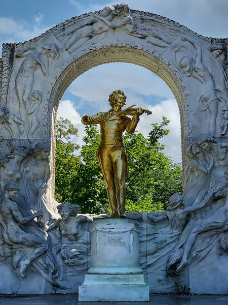 Johann Strauss Standbeeld Stadtpark Wenen Monument Van Oostenrijkse Componist — Stockfoto