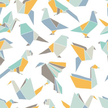 Renkli origami kuşlar ile Seamless modeli