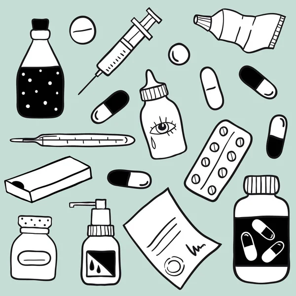 Conjunto de objetos de salud y medicina — Archivo Imágenes Vectoriales