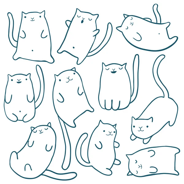 Dibujar a mano gatos divertidos — Archivo Imágenes Vectoriales