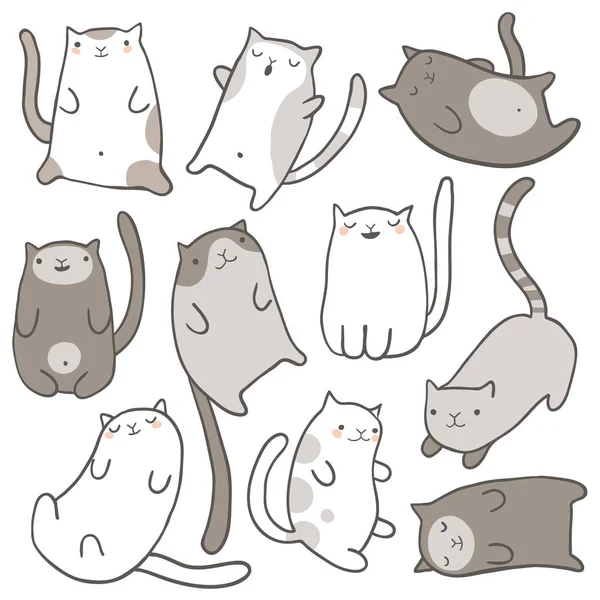 Dibuja a mano gatos divertidos coloridos — Archivo Imágenes Vectoriales