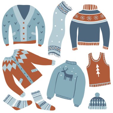 Sıcacık kış. Vektör set 