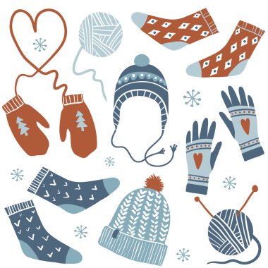 Sıcacık kış. Vektör set 