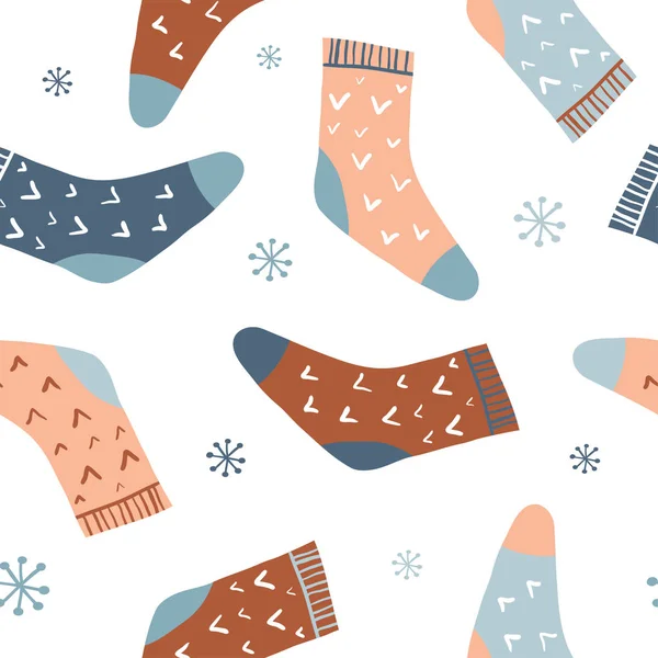 Modello senza cuciture invernali con calzini carino — Vettoriale Stock