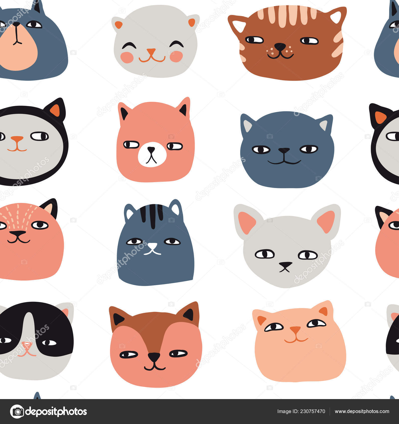 muitos gatos bonitos e coloridos. fundo de gatos. gatos fofos e engraçados  doodle conjunto de vetores. coleção de personagens de desenho animado de  gato ou gatinho em estilo plano em poses diferentes