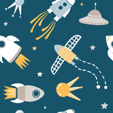 Şirin çocuklar uzay vektör Seamless modeli