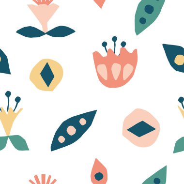 Kesme çiçek ve çiçek öğe seamless modeli